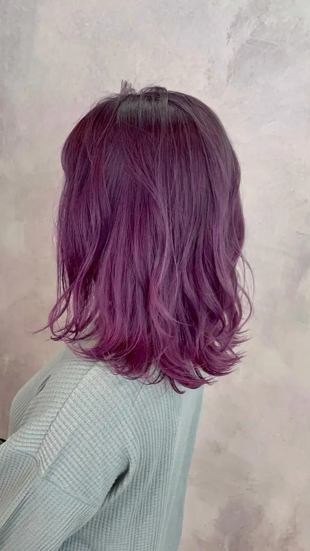 ミディアム ピンクラベンダー カット ヘアカラー トリートメント 1日1名限定価格✂️ 髪質改善サロン代表谷のヘアスタイル