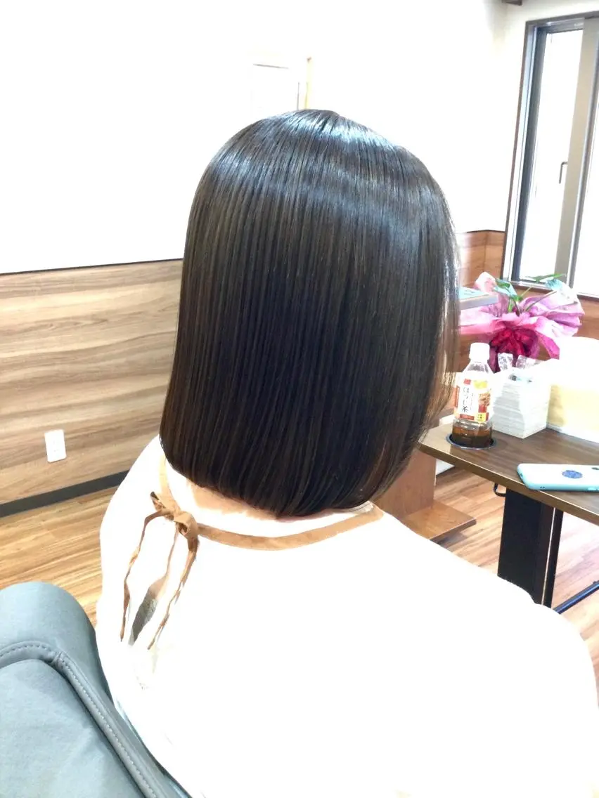 ミディアム カラー パーマ 顔周りカット 縮毛矯正 Annon プライベートサロンのヘアスタイル