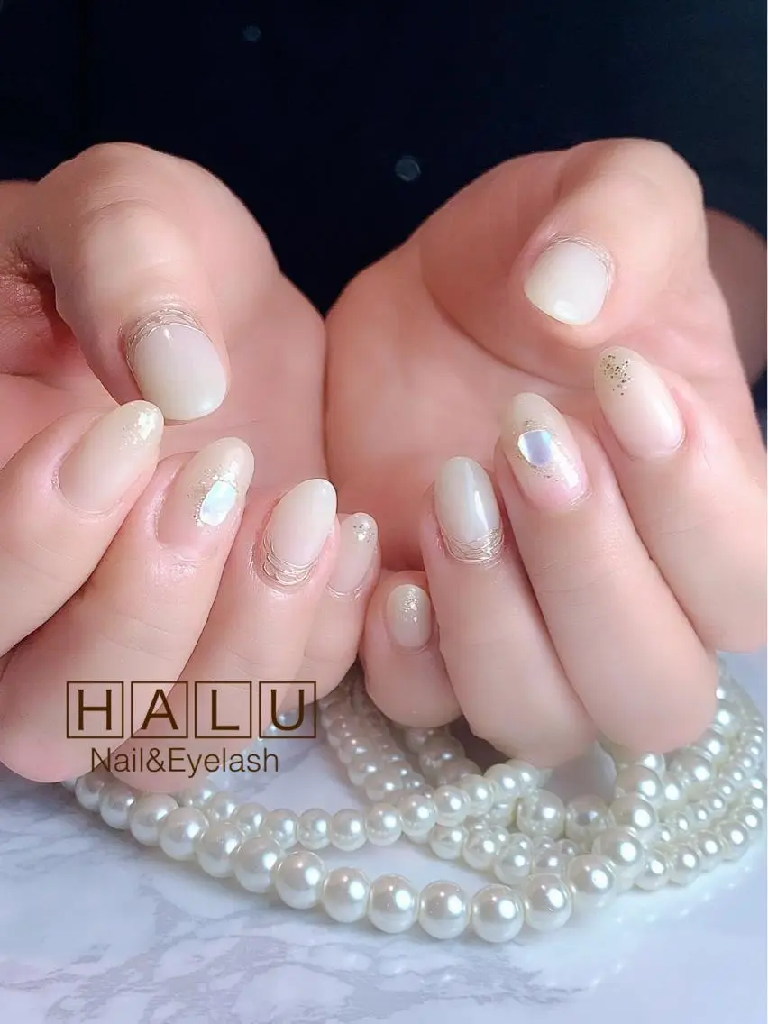 ネイル 春ネイル ホワイト HALU ハルのネイルデザイン