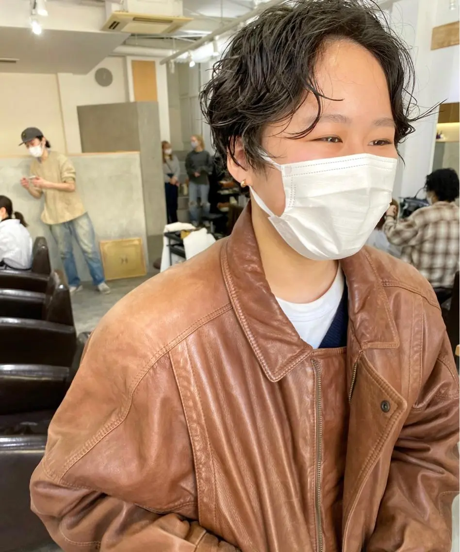 ショート パーマ 似合わせカット ニュアンスパーマ 森貴裕/ベージュ/ パーマ/オリーブのヘアスタイル