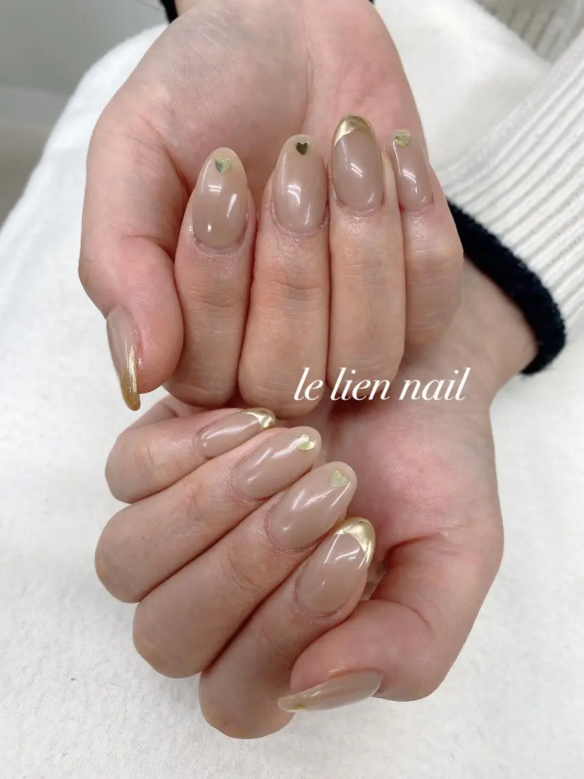 ネイル アートネイル フレンチネイル ハート ホログラムネイル ミラーネイル le lien nailのネイルデザイン