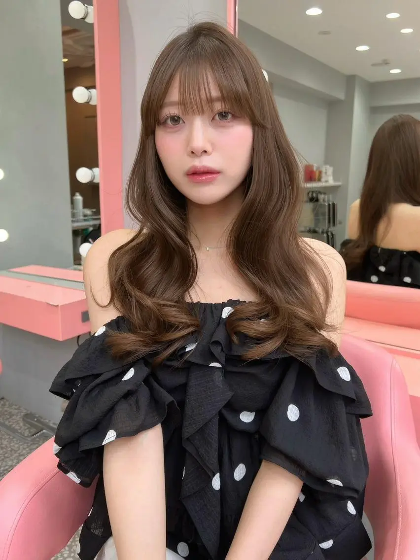 ロング カラー アッシュ ベージュカラー ブリーチ ブルーカラー ブルージュ カット ヘアカラー トリートメント ヘアセット 渋谷美容室/韓国ヘア /misakiのヘアスタイル