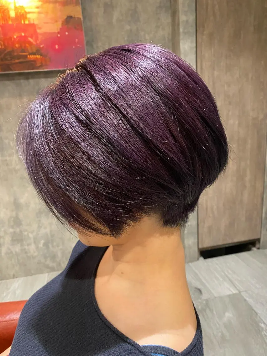 ショート カラー 黒髪 髪質改善🩶 美髪矯正オガタのヘアスタイル