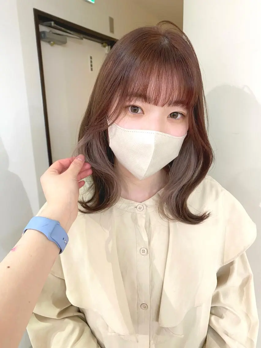 カラー ブリーチ ブリーチなしカラー mizuki/ピンク ベージュ.レイヤーのヘアスタイル