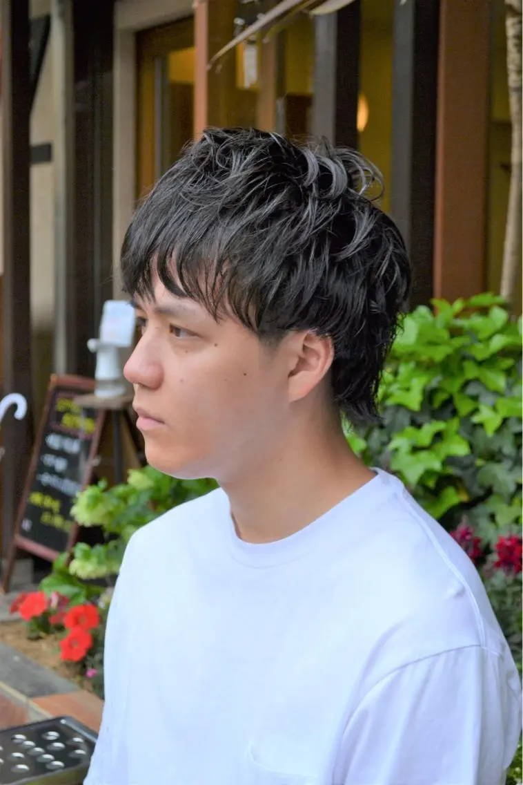 ショート パーマ メンズ メンズパーマ メンズウルフカット ウルフカット カット パーマ メンズカット kimotoのヘアスタイル