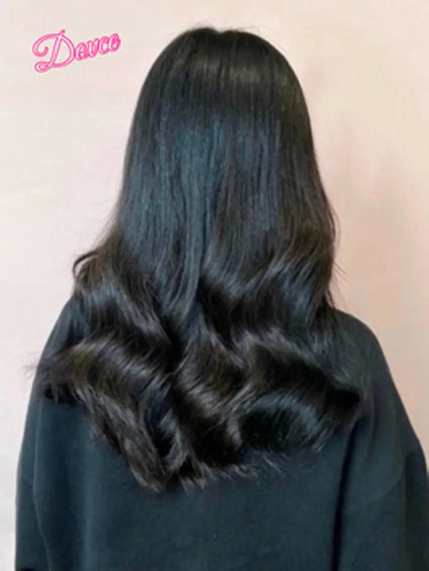 ロング カラー ヘアアレンジ アディクシーカラー バレイヤージュ ブリーチ イルミナカラー パープルカラー チビ編み込みエクステ シールEXどぅ〜すのヘアスタイル