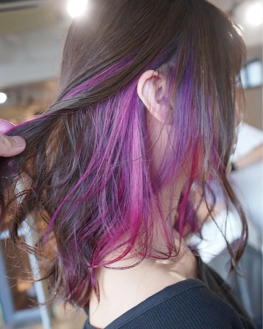 ミディアム カラー インナーカラー ヘアカラー トリートメント ハイトーン/レイヤー /ケアブリーチ石川治のヘアスタイル