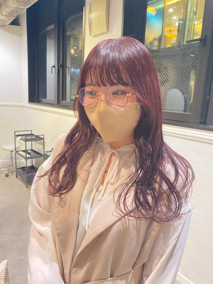 セミロング カラー ヘアアレンジ ピンクカラー カットモデル募集中/ 店長/角田真哉のヘアスタイル