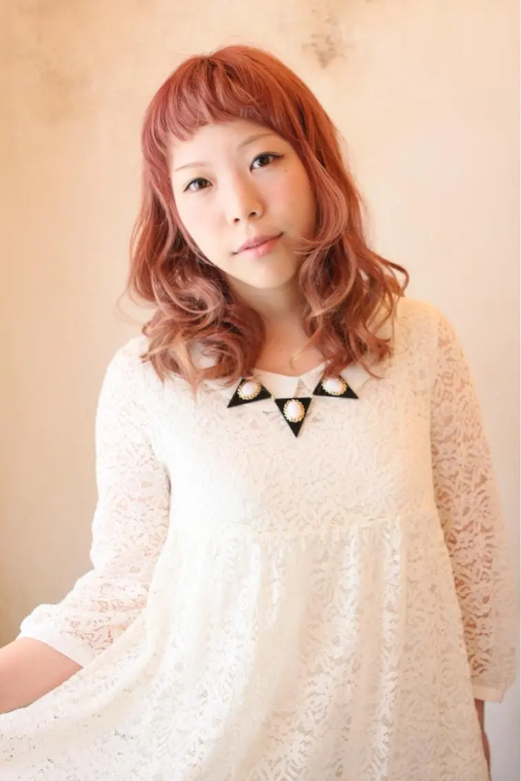 セミロング カラー パーマ ヘアカラー marie-anne 浜松元目店のヘアスタイル
