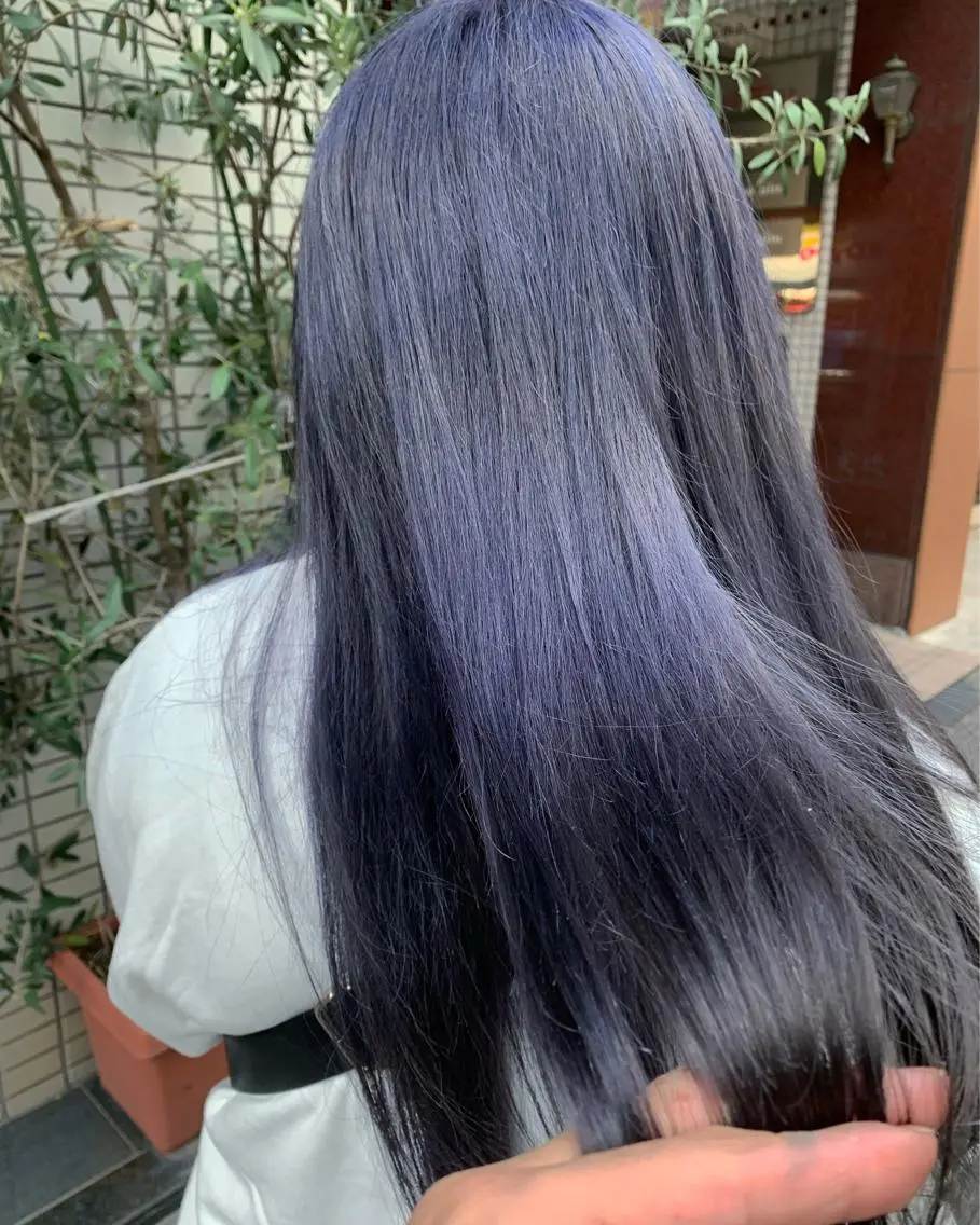 ロング カラー ヘアアレンジ ブリーチ ネイビーカラー パープルカラー 🌿ショート🌿 パーマ🌿淳平のヘアスタイル