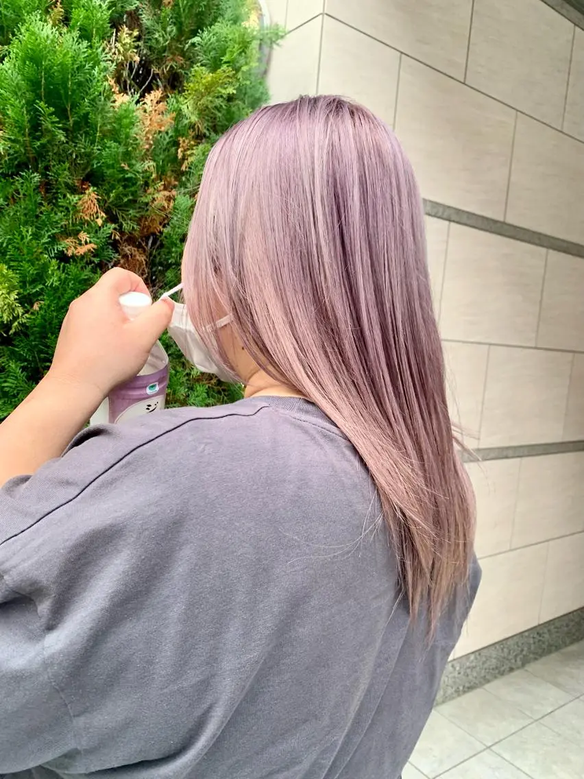 ロング カラー ブリーチ ピンクカラー ピンクパープル パープルカラー ☻BRAVE柏東口店 わたなべ りこ☻のヘアスタイル