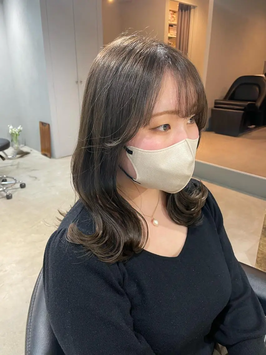 セミロング カラー ハイライトカラー ハイライト 【表参道】Ruri デジタルパーマのヘアスタイル