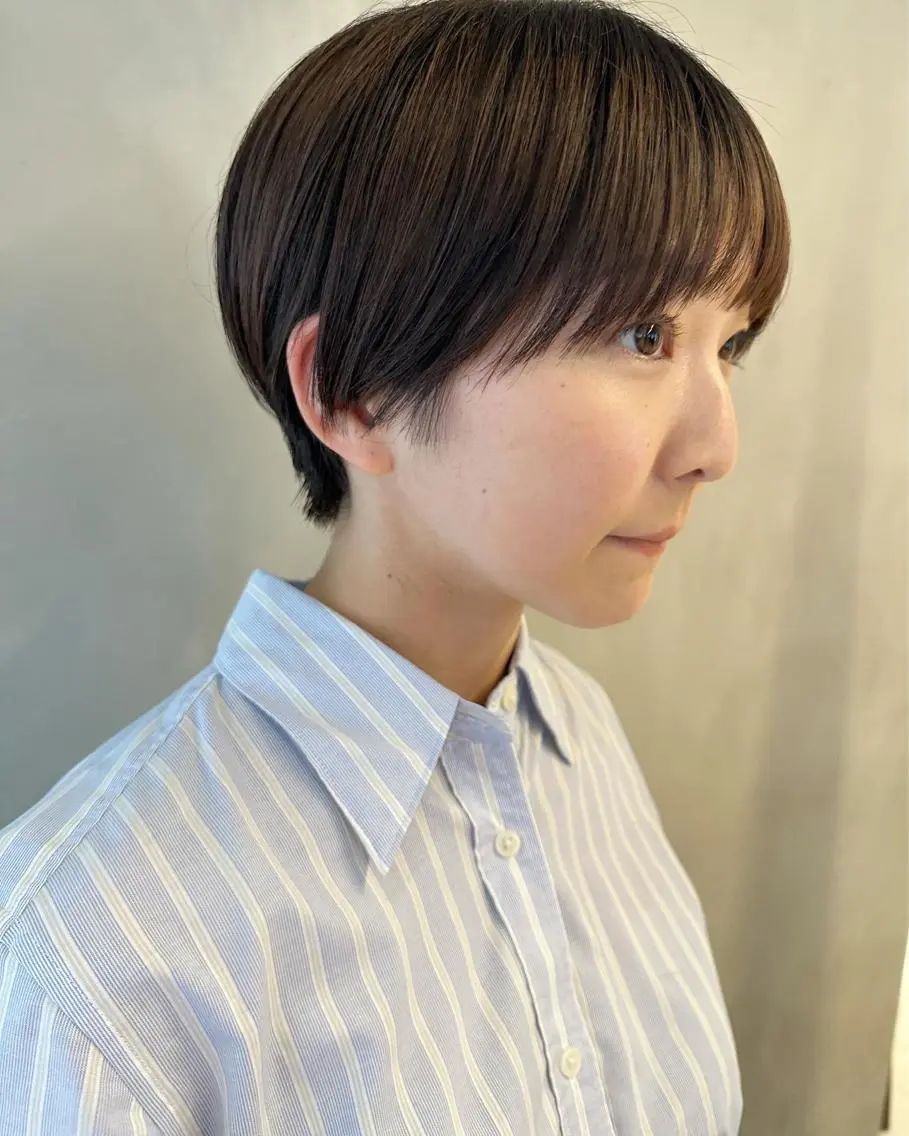ショート カラー ヘアアレンジ ショートヘア カット 縮毛矯正 トリートメント ヘアセット オリーブ透明感カラー 表参道/MIKUのヘアスタイル