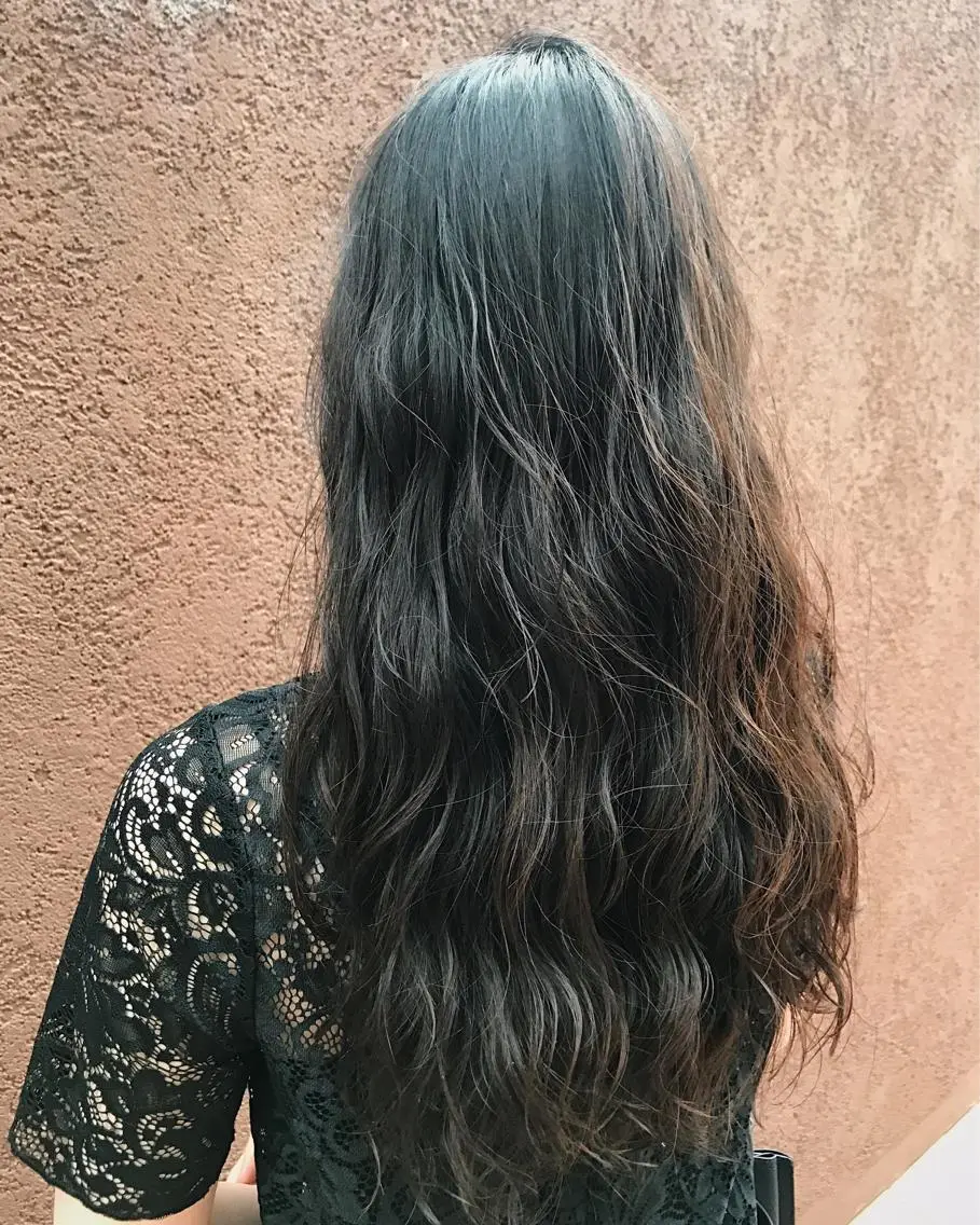 セミロング カラー パーマ ヘアアレンジ セミロングパーマ 松田 亮葉のヘアスタイル