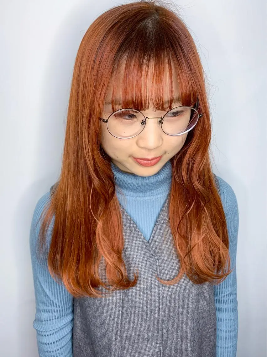 ロング カラー オレンジ 🧡色落ちまで2度 楽しめる🧡ヨシキのヘアスタイル