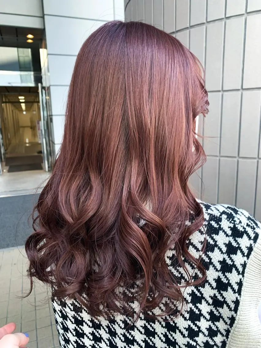 ロング カラー ブラウンカラー レッドカラー レッドブラウン Zina天王寺 CHIAKIのヘアスタイル