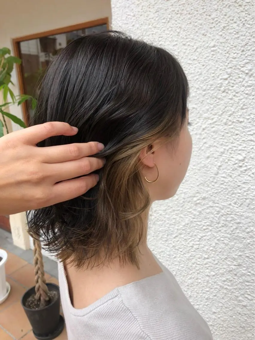 ミディアム カラー インナーカラー ヘアカラー トリートメント 酸性縮毛矯正🧴韓国 レイヤー/髪質改善のヘアスタイル
