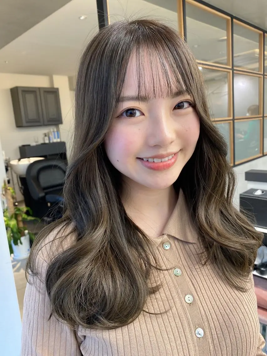 ロング カラー カット ヘアカラー トリートメント ✨大人韓国レイヤー ✨吉原 潤✨のヘアスタイル
