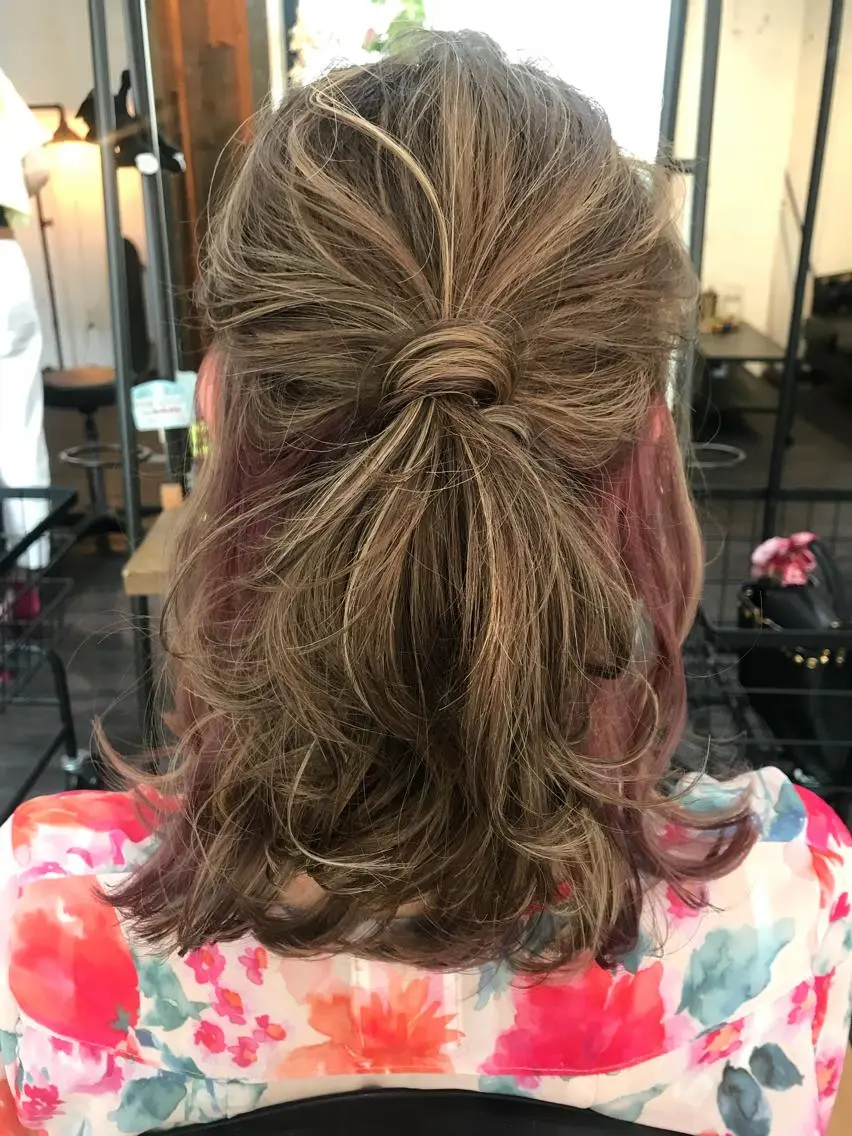 ミディアム ハイライト 家田 竜のヘアスタイル