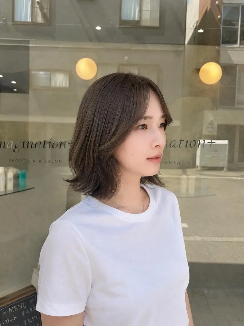 カラー 透明感カラー グレージュ オリーブカラー オレンジ 韓国ヘアケアブリーチ 莉奈のヘアスタイル