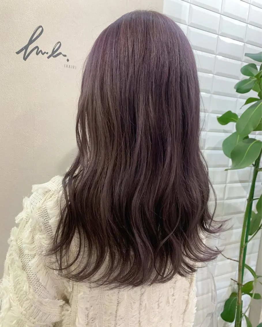 ロング カラー ブリーチ グレージュ ラベンダーカラー ラベンダーグレージュ ラベンダーグレー カット ヘアカラー トリートメント hubhair レイヤー/透明感のヘアスタイル