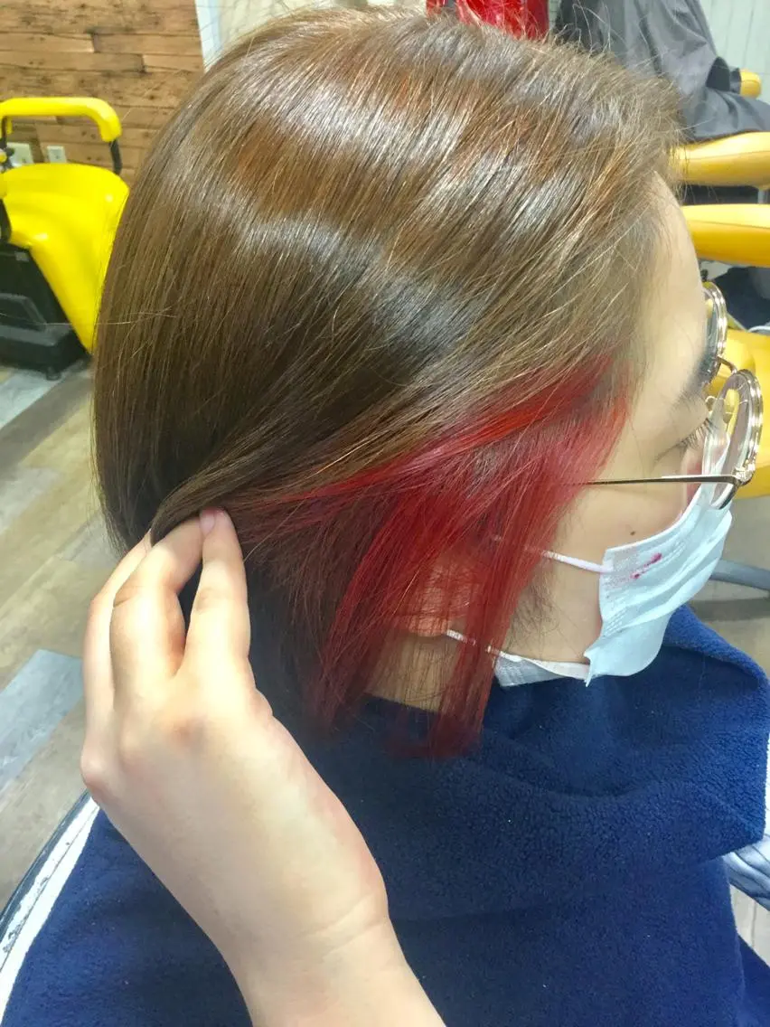 ショート カラー インナーカラー ボブ 佐藤 徳文のヘアスタイル