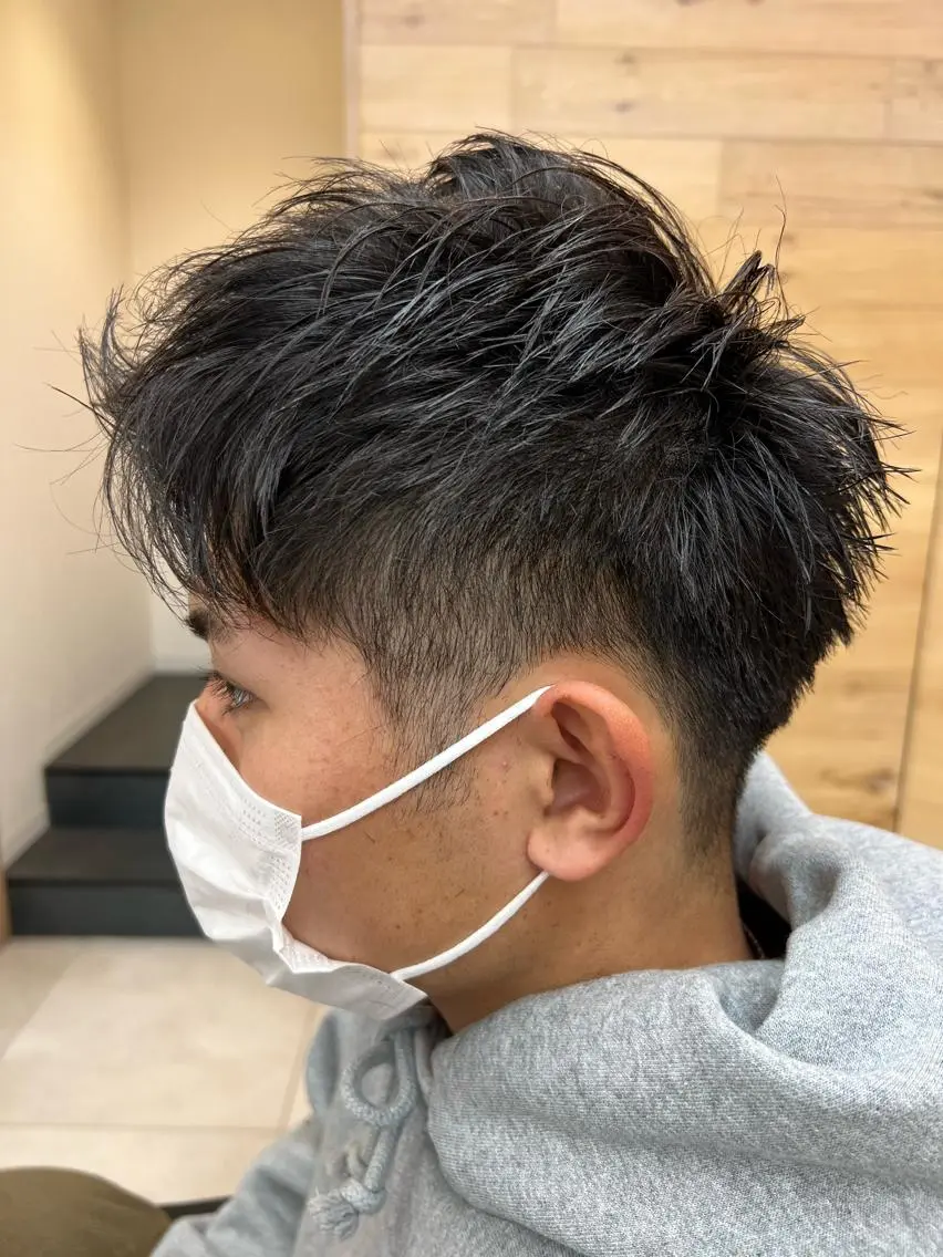 メンズ アップバング メンズショート カット ヘアセット 古山 侑東 /シャドウパーマのヘアスタイル