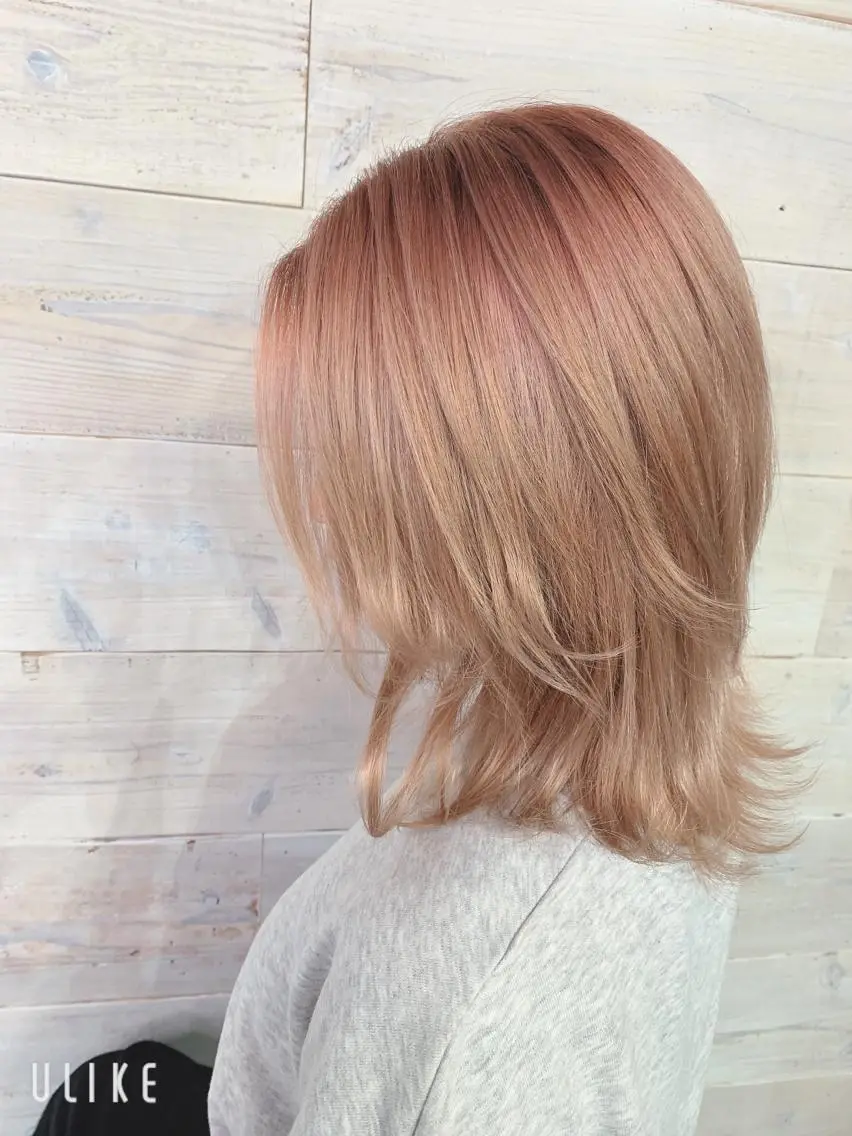 ミディアム カラー ベージュカラー ピンクカラー ピンクベージュ ヘアカラー SHIAN 八王子👼鬼塚さやかのヘアスタイル