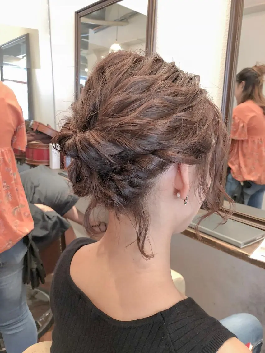 ミディアム ヘアアレンジ 浴衣 ヘアセット いしだ みさきのヘアスタイル