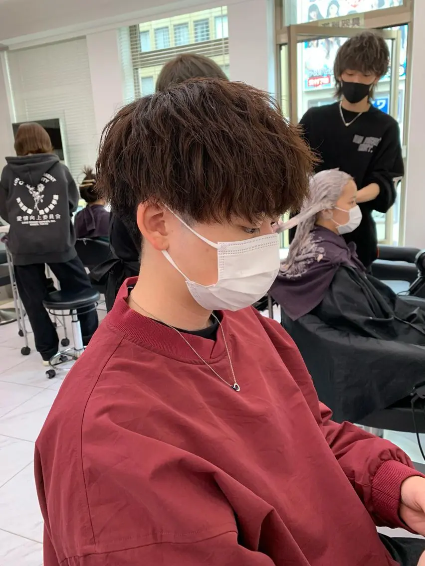 ショート カラー パーマ メンズ メンズ韓国風 マッシュウルフ マッシュ メンズパーマ ツーブロック メンズパーマ特化 TAIGAのヘアスタイル
