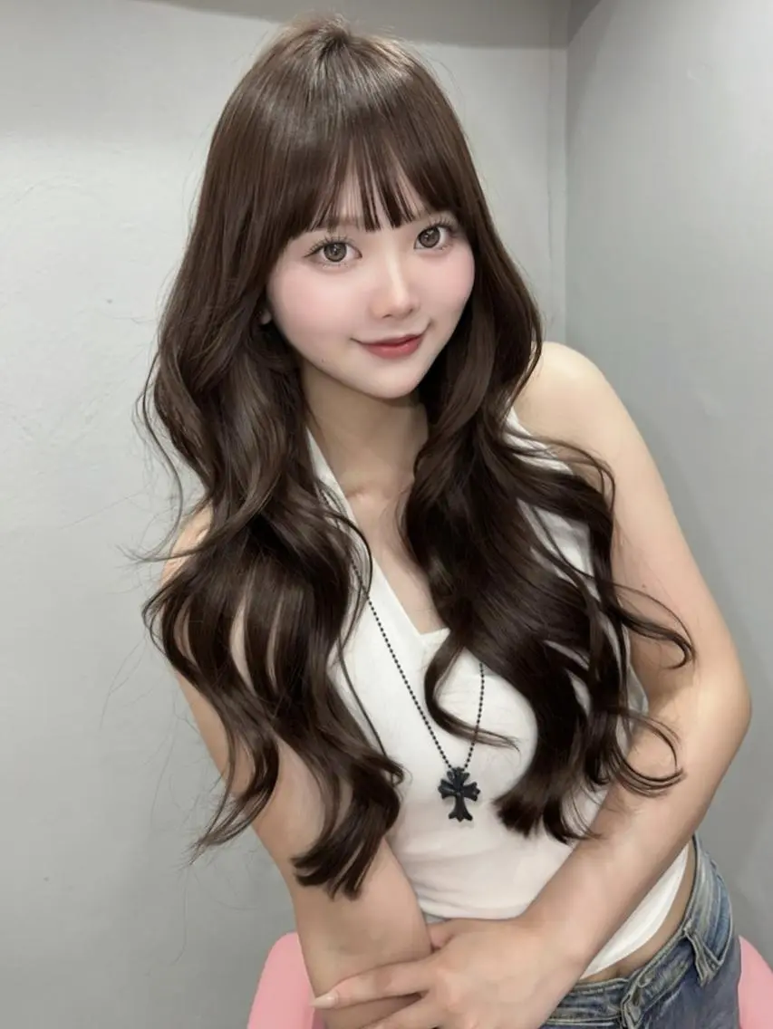 カラー ロング ベージュカラー ブリーチ 透明感カラー ブリーチなしカラー オリーブカラー カット ヘアカラー 𝑴𝑶𝑲𝑨渋谷 トレンド韓国ヘア🩷のヘアスタイル
