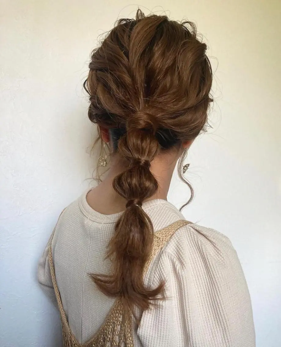 セミロング ヘアアレンジ ポニーテール 簡単アレンジ 韓国風ヘア 似合わせカット 玉ねぎヘアー 韓国メイクサロン YUKINA東京のその他イメージ