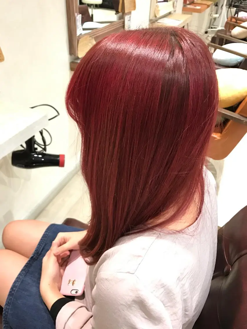 セミロング カラー レッドカラー メンズ指名多数!! 田島史也のヘアスタイル