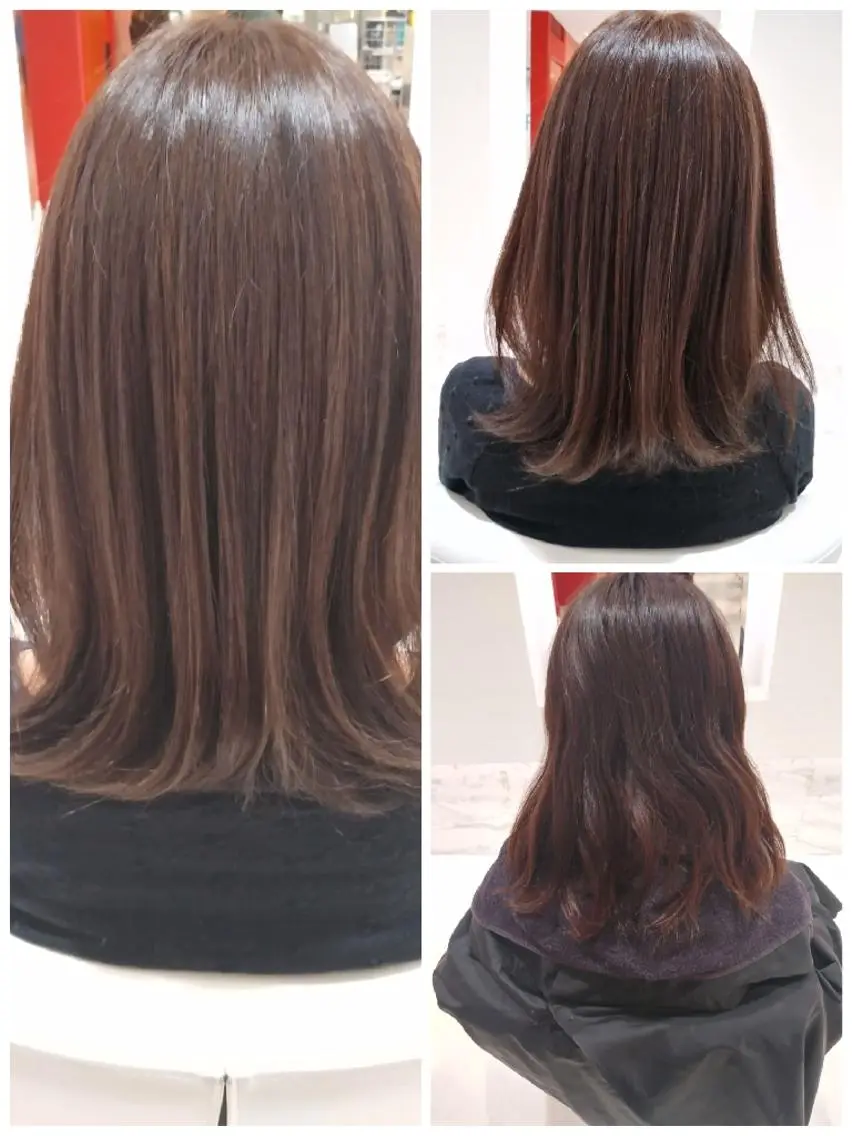 ミディアム カラー ハイライトカラー ハイライト 大場 友稀のヘアスタイル