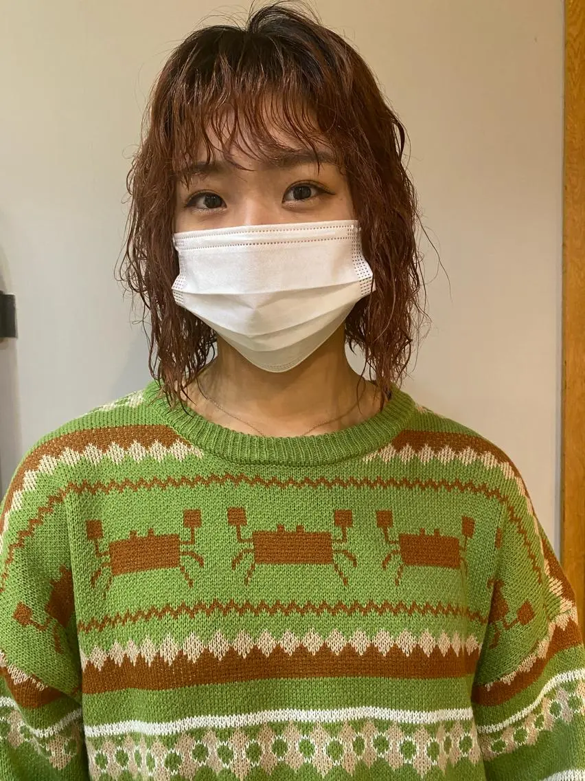 ミディアム パーマ ショート& パーマ　坂本のヘアスタイル