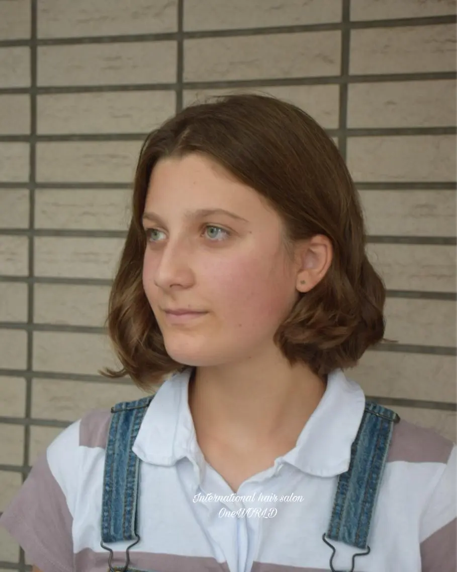 ミディアム カラー 福井 稜平のヘアスタイル