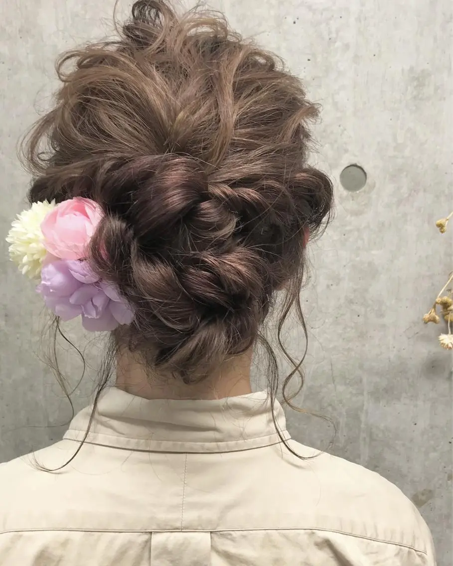 ミディアム カラー ヘアアレンジ 浴衣 Satsuki ✂︎♡のヘアスタイル