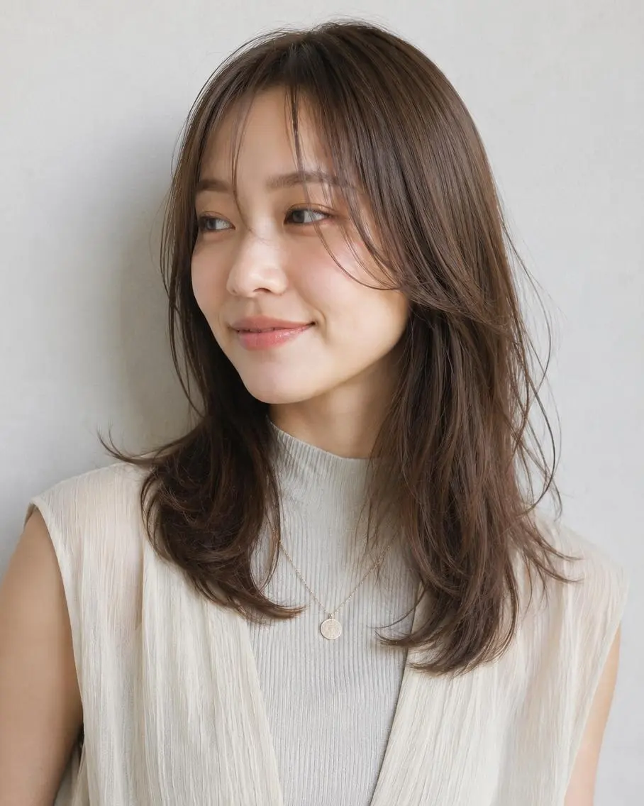 セミロング ブリーチなし透明感 カラー🌷宮部楓奈のヘアスタイル