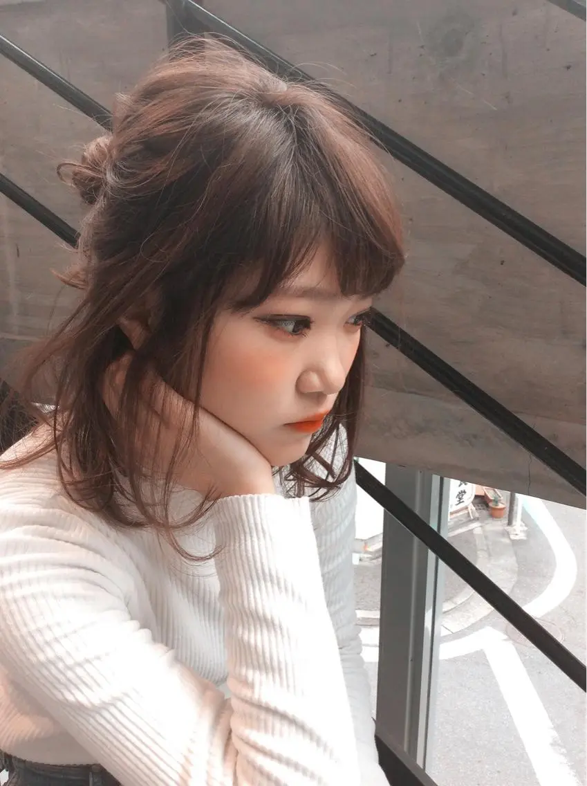 ミディアム カラー パーマ ヘアアレンジ 日比 貴大/ minim hairのヘアスタイル