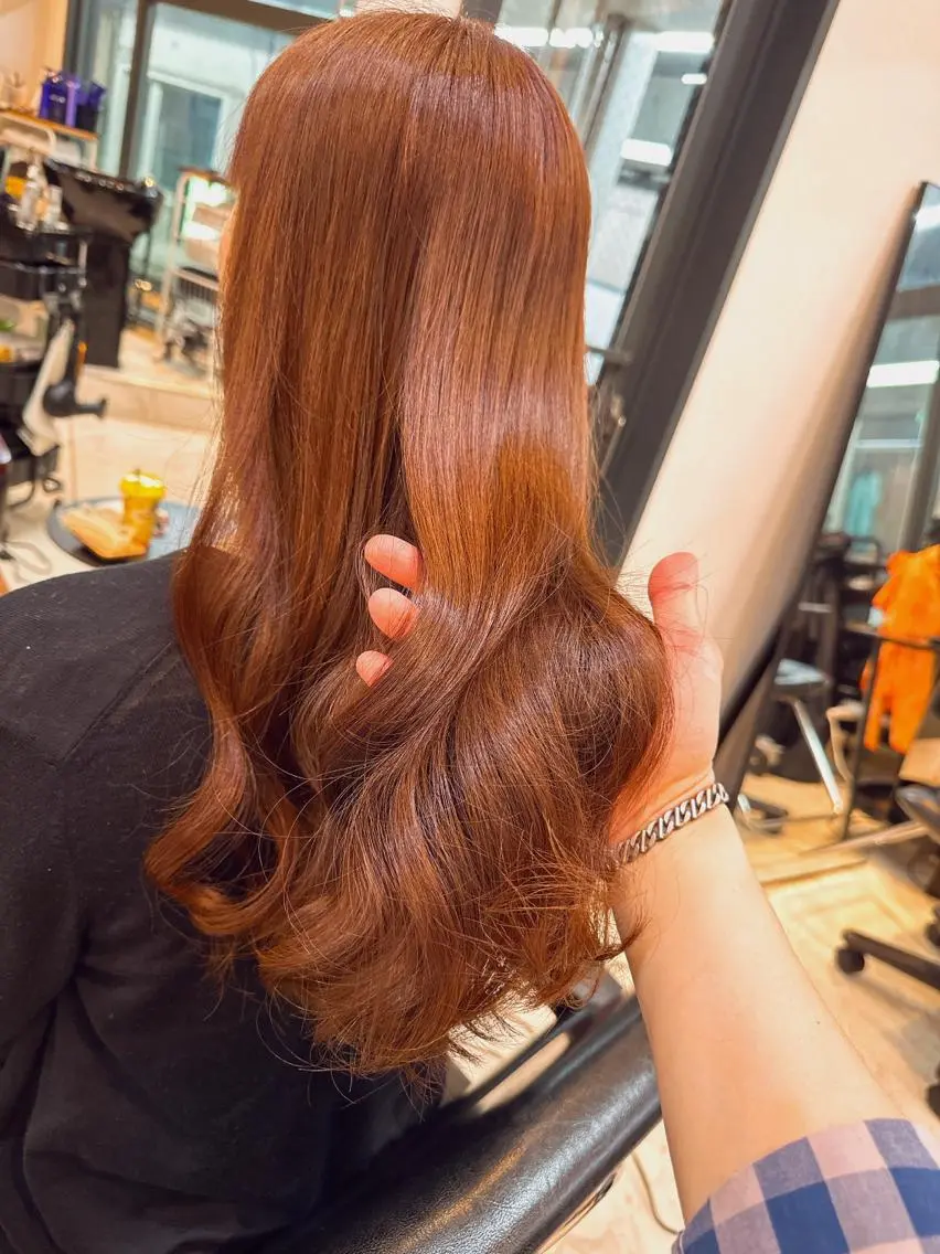 ロング カラー ベージュカラー オレンジ オレンジベージュ カット ヘアカラー トリートメント ☆毎月先着15名まで ☆シバタユートのヘアスタイル