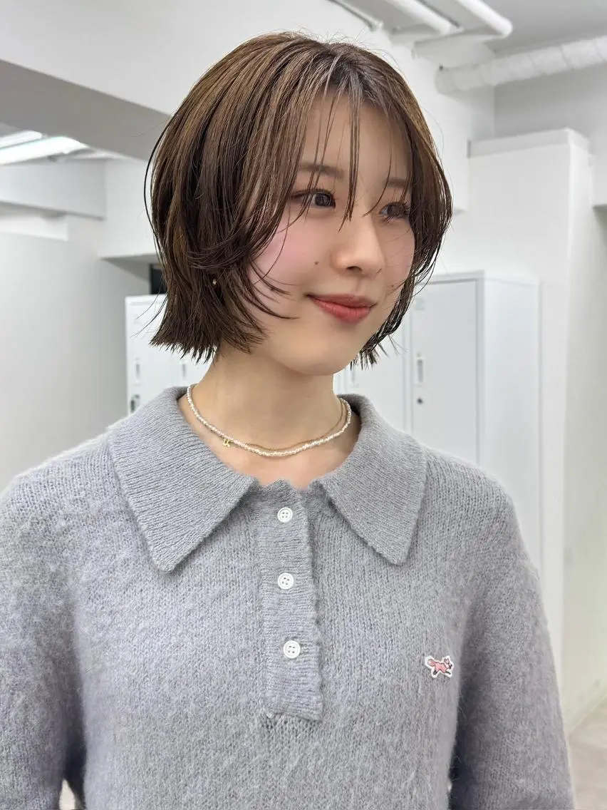 セミロング カラー 髪質改善 縮毛矯正 newi fhami 吉祥寺のヘアスタイル