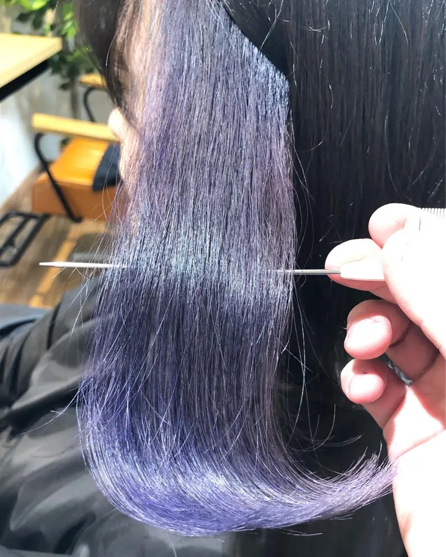 ミディアム カラー ヘアアレンジ ブルーカラー ヘアカラー 遠藤 拓馬のヘアスタイル