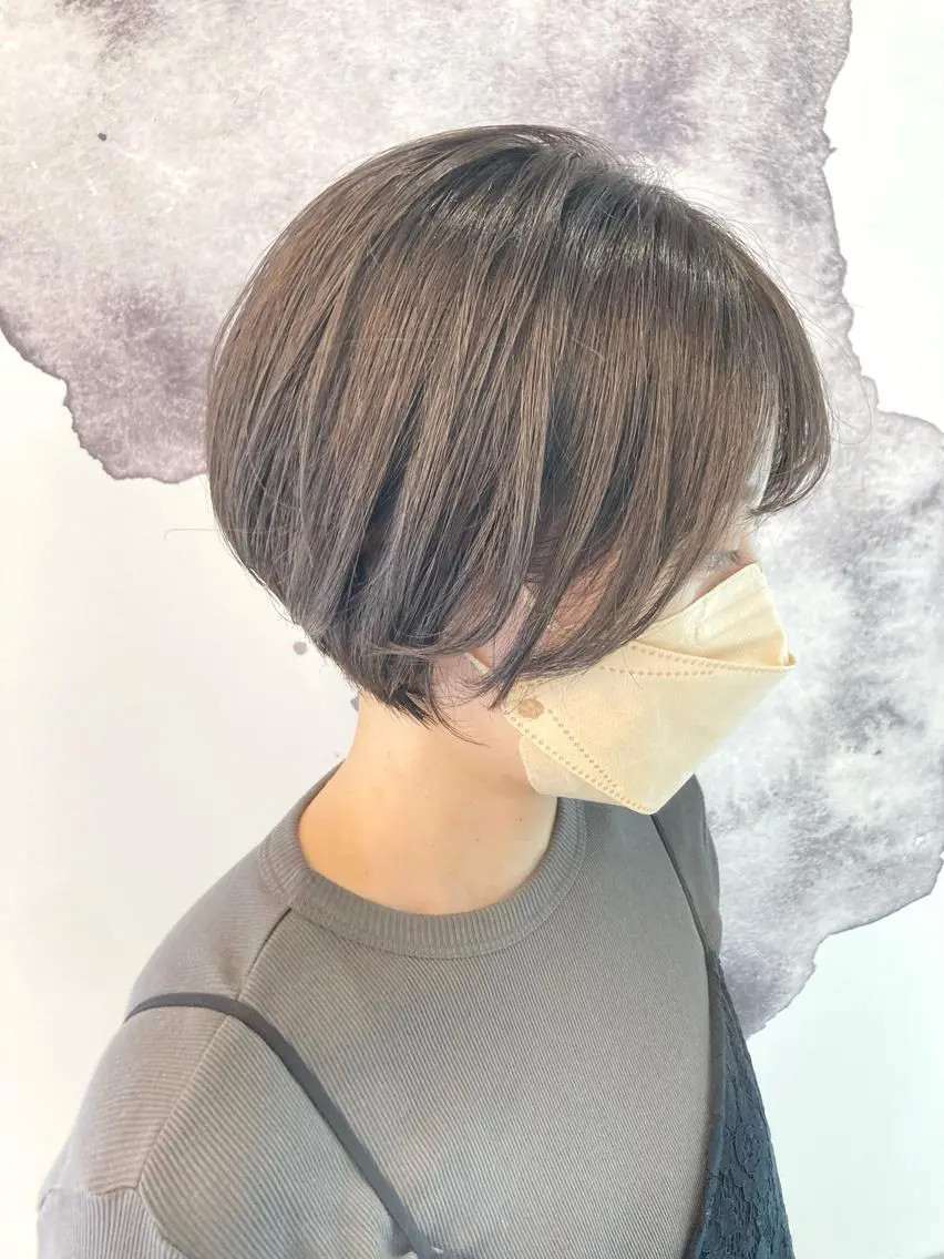 ショート アッシュ ショートヘア 園田あずさ/髪質改善 /透明感カラーのヘアスタイル