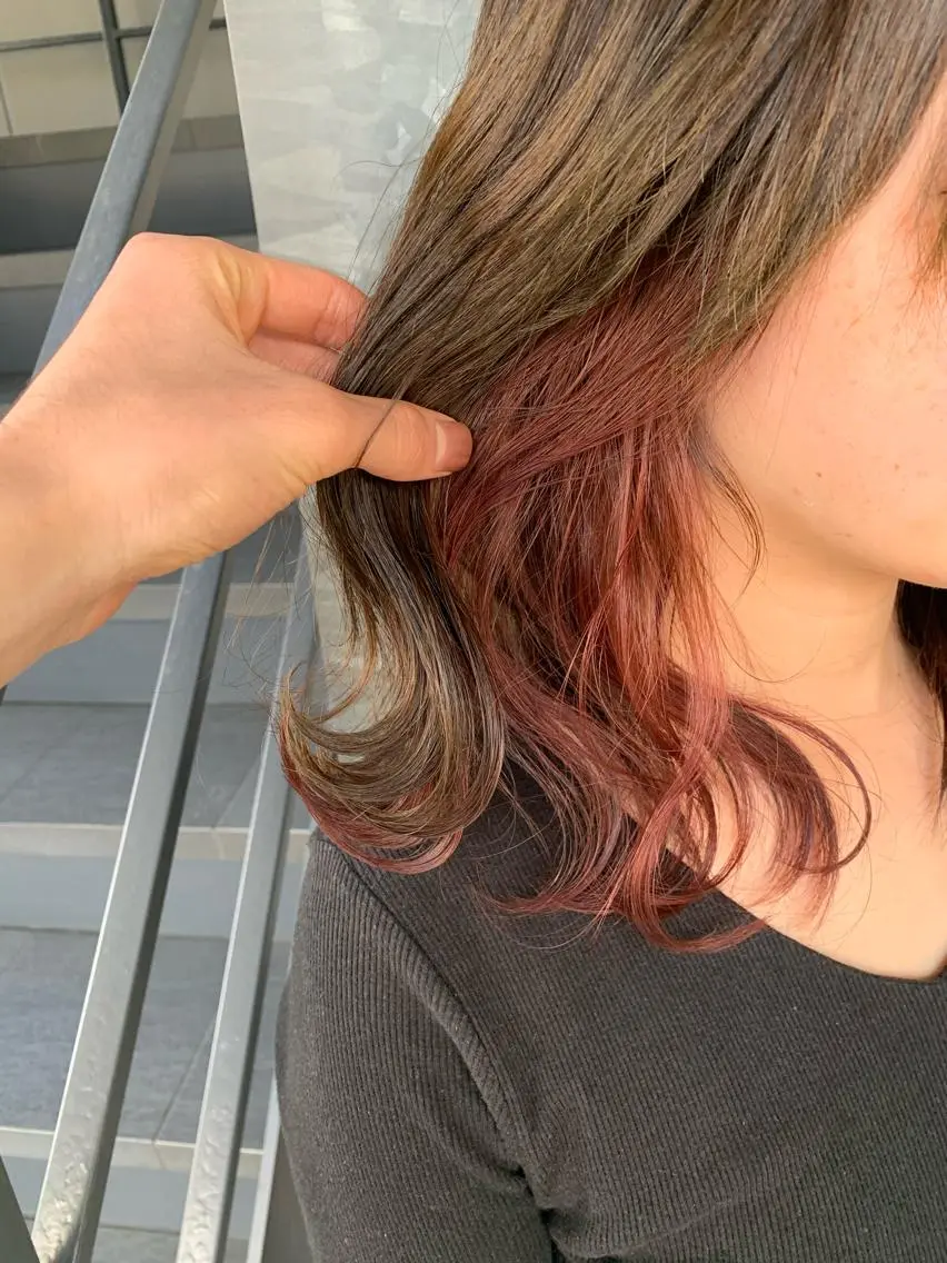 ロング カラー アッシュ インナーカラー ピンクカラー ピンクアッシュ 髪質改善/白髪ぼかし KENTAのヘアスタイル