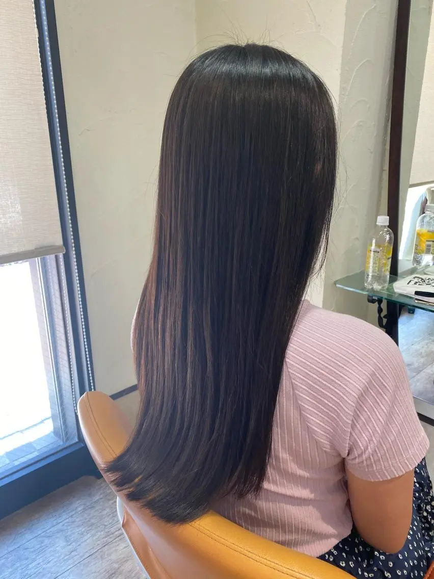 ロング ハイライト 縮毛矯正 サプリームヘア 飯田みち瑠のヘアスタイル