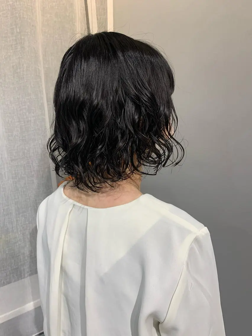 ミディアム パーマ ボブパーマコテ巻き風 パーマNo1深江秀平のヘアスタイル