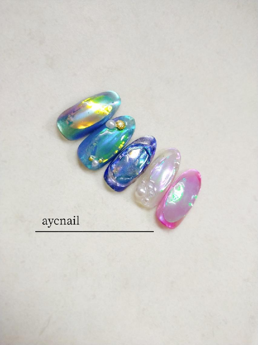 ネイル 氷ネイル・うるうるネイル ハンドネイル 推しネイル | 　aycnailのネイルデザイン