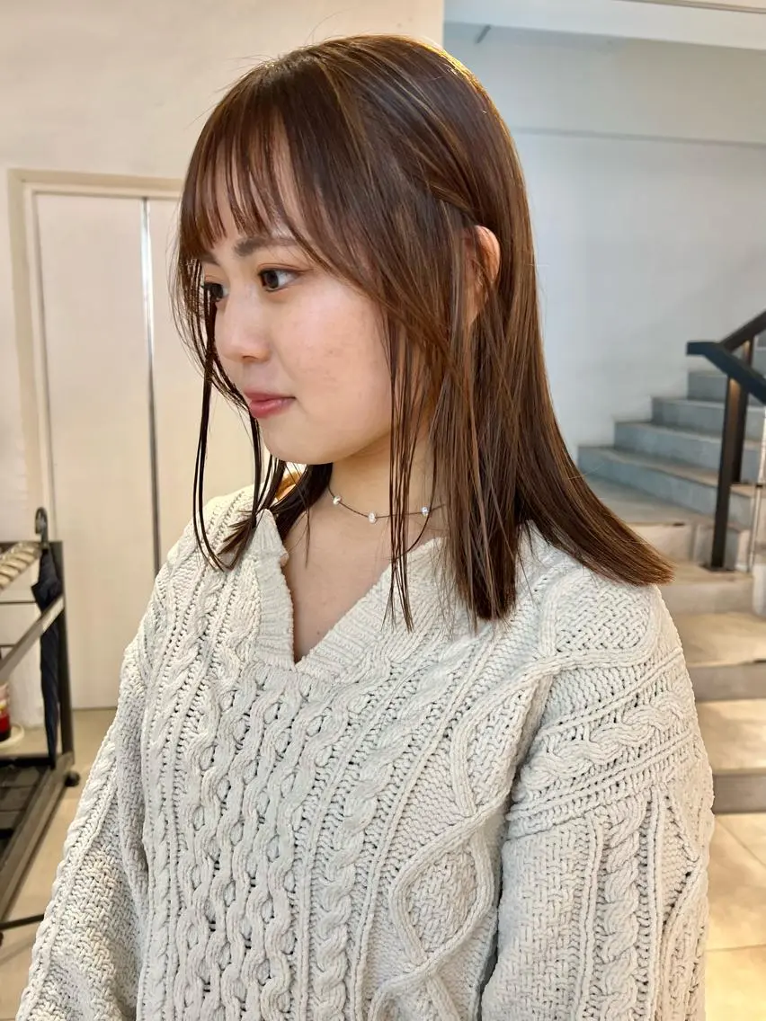 ミディアム カラー ベージュカラー 透明感カラー 顔周りカット/透明感 カラー✂️MEIのヘアスタイル