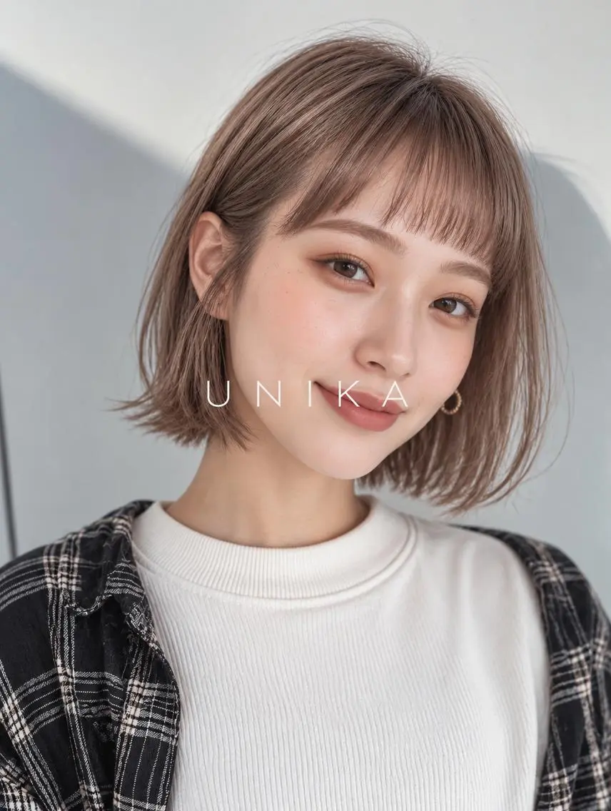 ショート 切りっぱなしボブ ボブ 髪質改善 外ハネヘア カット ヘアカラー 伴藤 寿男のヘアスタイル