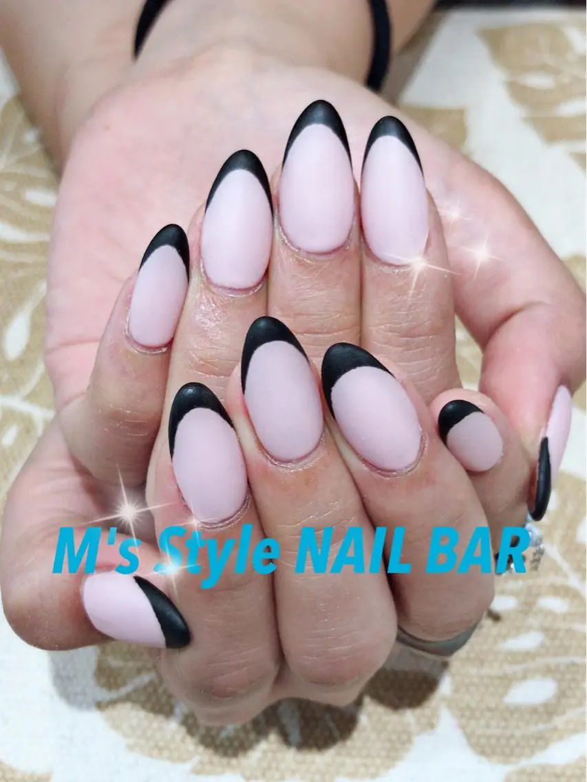 ネイル フレンチネイル マットネイル ピンク ハンドネイル M's Style NAIL BARのネイルデザイン
